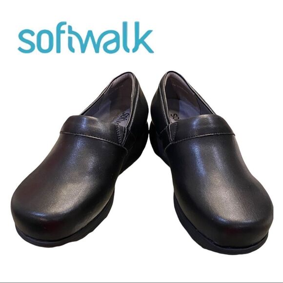 NEW SoftWalk Meredith Sport Women's Black Leather Clogs 7W - Picture 3 of 6